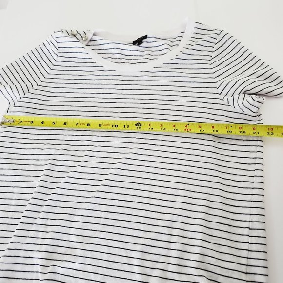 Talbots T-Shirt Linen Striped Lightweight White 1X - Picture 8 of 9
